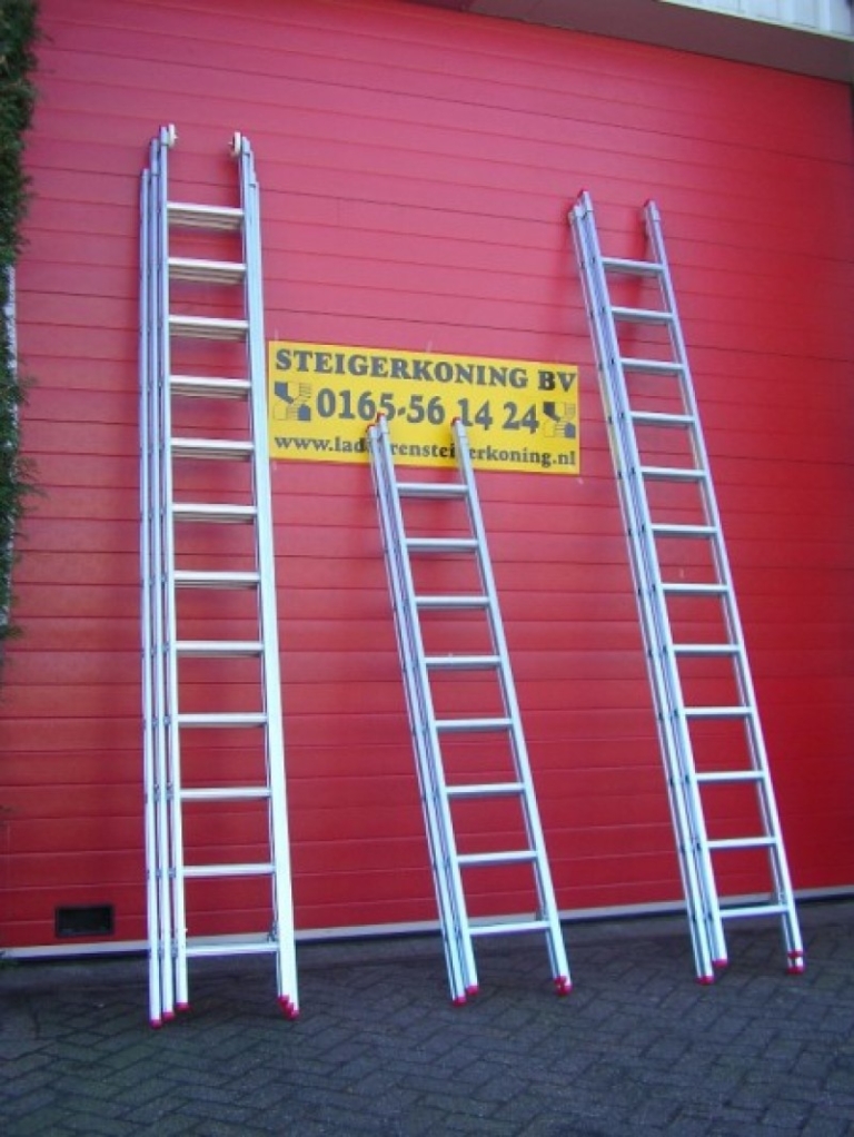 Aluminium ladder 2x12 sporten werkhoogte 6 meter De Ladder en